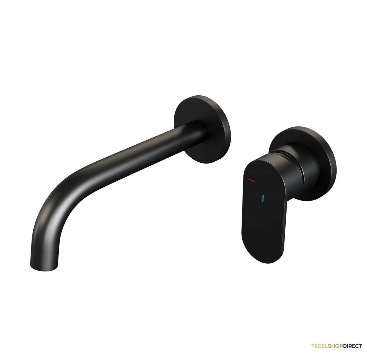 Inbouw Wastafelmengkraan Brauer Black Edition Coldstart Gebogen Uitloop Platte Hendel Rechts Mat Zwart Met Rozetten