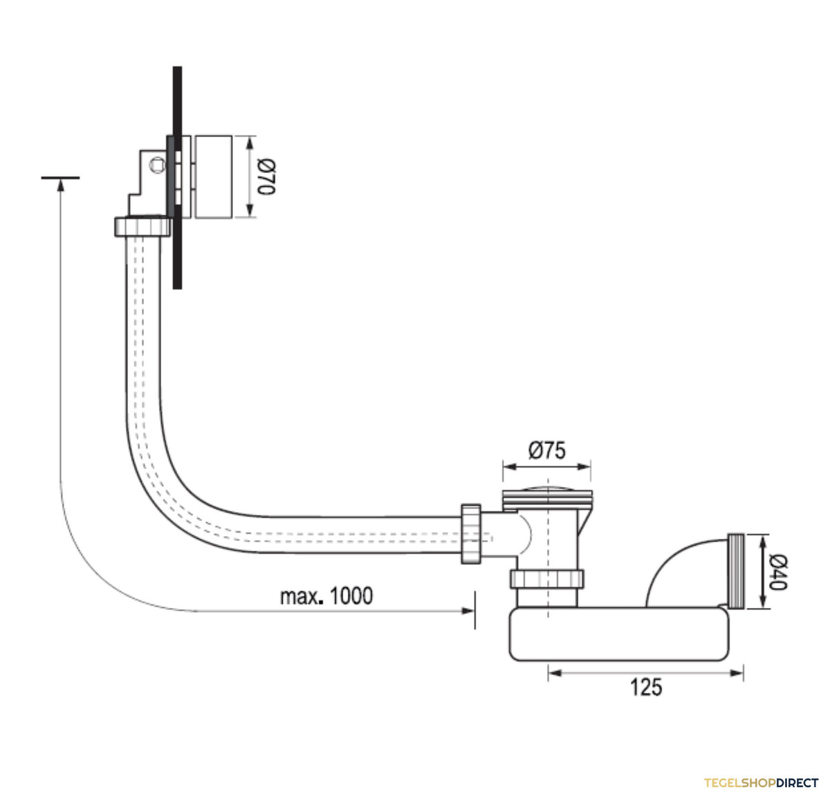 Badafvoer met Overloop Badvulcombinatie Brauer Copper Edition Geborsteld Koper – afbeelding 2