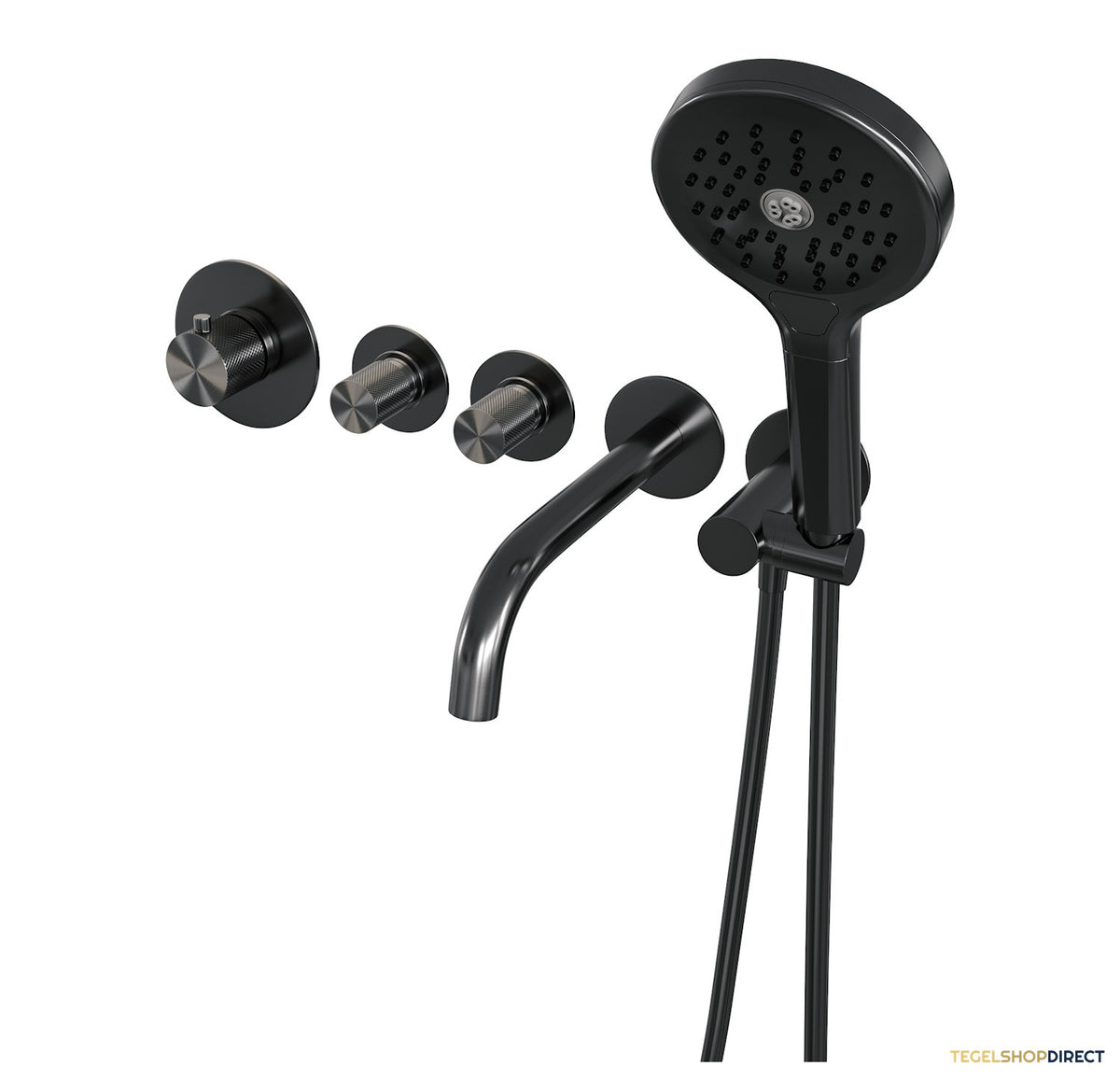 Inbouwthermostaat set Brauer Carving Met Rozetten Incl Baduitloop Geborsteld Gunmetal (Keuze Handdouche) – afbeelding 5