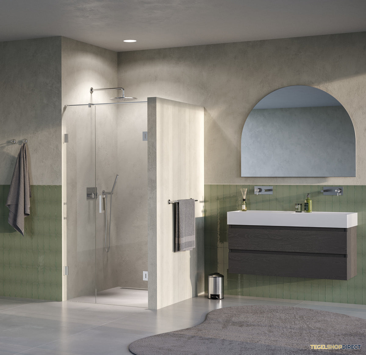 BRAUER Void nisdeur 2-delig helder glas 100x200 omkeerbaar met draaideur 60 aan muur incl. glascoating PVD RVS-kleurig – afbeelding 2