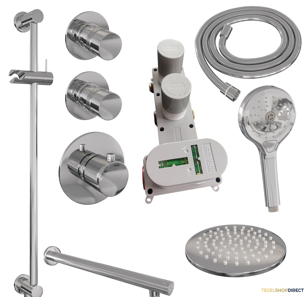 Thermostatisch Inbouwdoucheset Brauer Chrome 20cm Hoofddouche Wandarm 3 Standen Handdouche op Glijstang Chroom – afbeelding 4