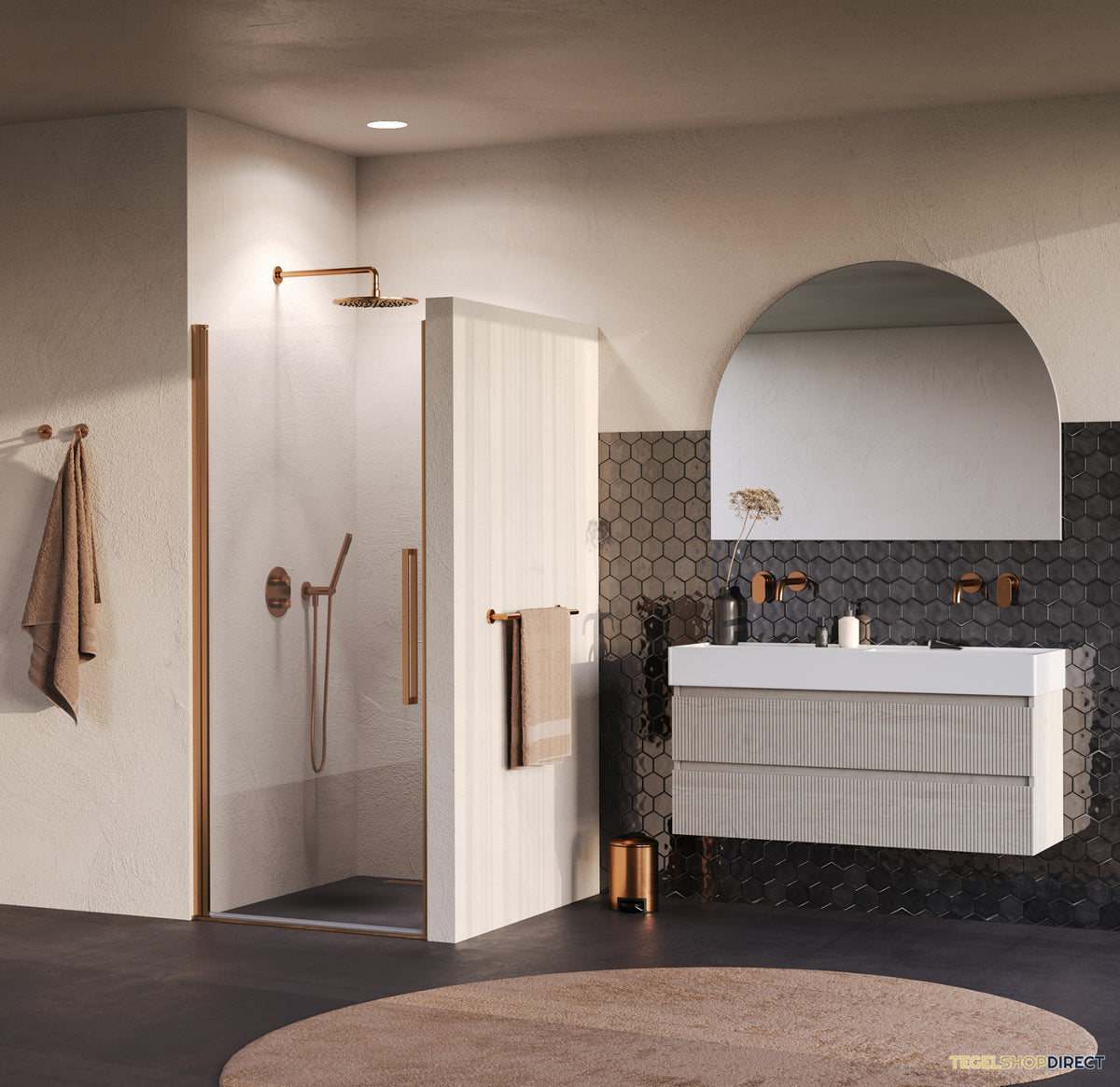 BRAUER Cosmic Nisdeur Draaiend 90x200 Omkeerbaar Helder Glas Incl. Glascoating PVD Koper Geborsteld – afbeelding 2