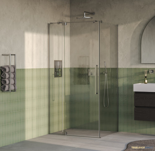 BRAUER Stellar douchecabine met draaideur helder glas 100x80x200 omkeerbaar incl. glascoating PVD RVS-kleurig geborsteld