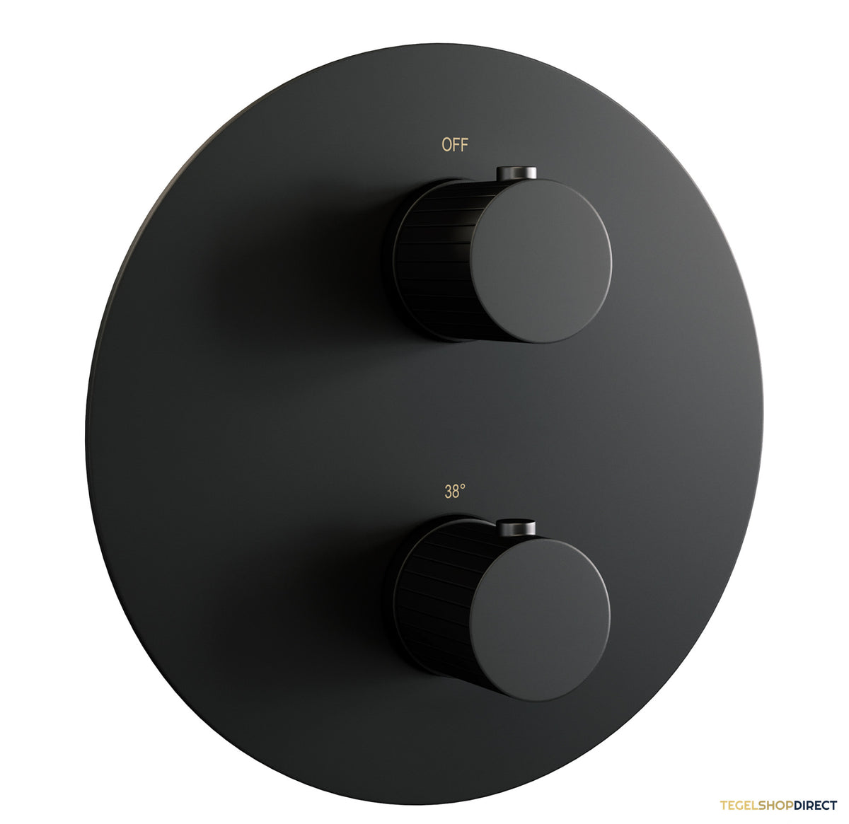 Brauer Stripe thermostatische inbouw regendouche 3-weg rond SET 38 met 25 cm douchekop en gebogen muurarm en staaf handdouche en doucheslang en wandaansluitbocht mat zwart – afbeelding 4