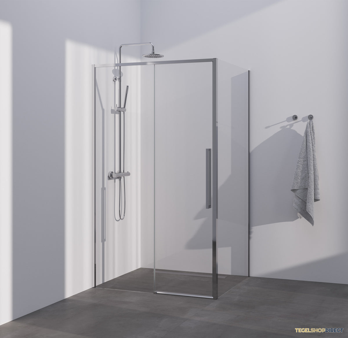 BRAUER Season douchecabine model B met schuifdeur helder glas 120x100x200 omkeerbaar incl. glascoating Season-Chroom – afbeelding 2
