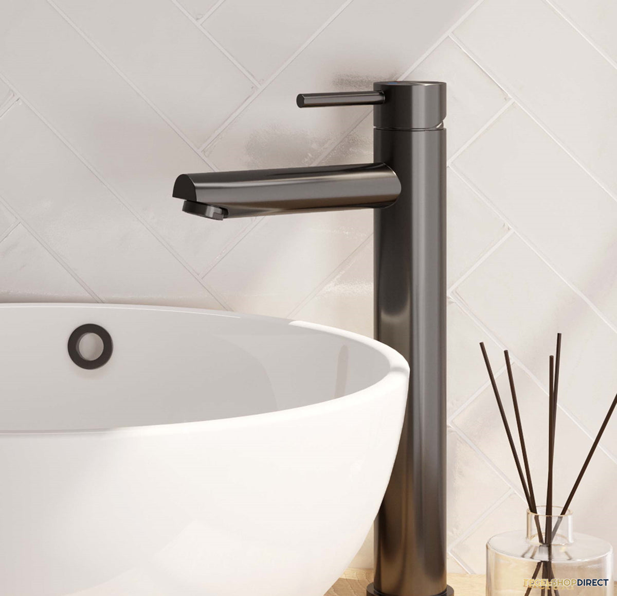 Wastafelmengkraan Brauer Gunmetal Edition Coldstart Opbouw Hoog Ronde Hendel Geborsteld Gunmetal PVD – afbeelding 3