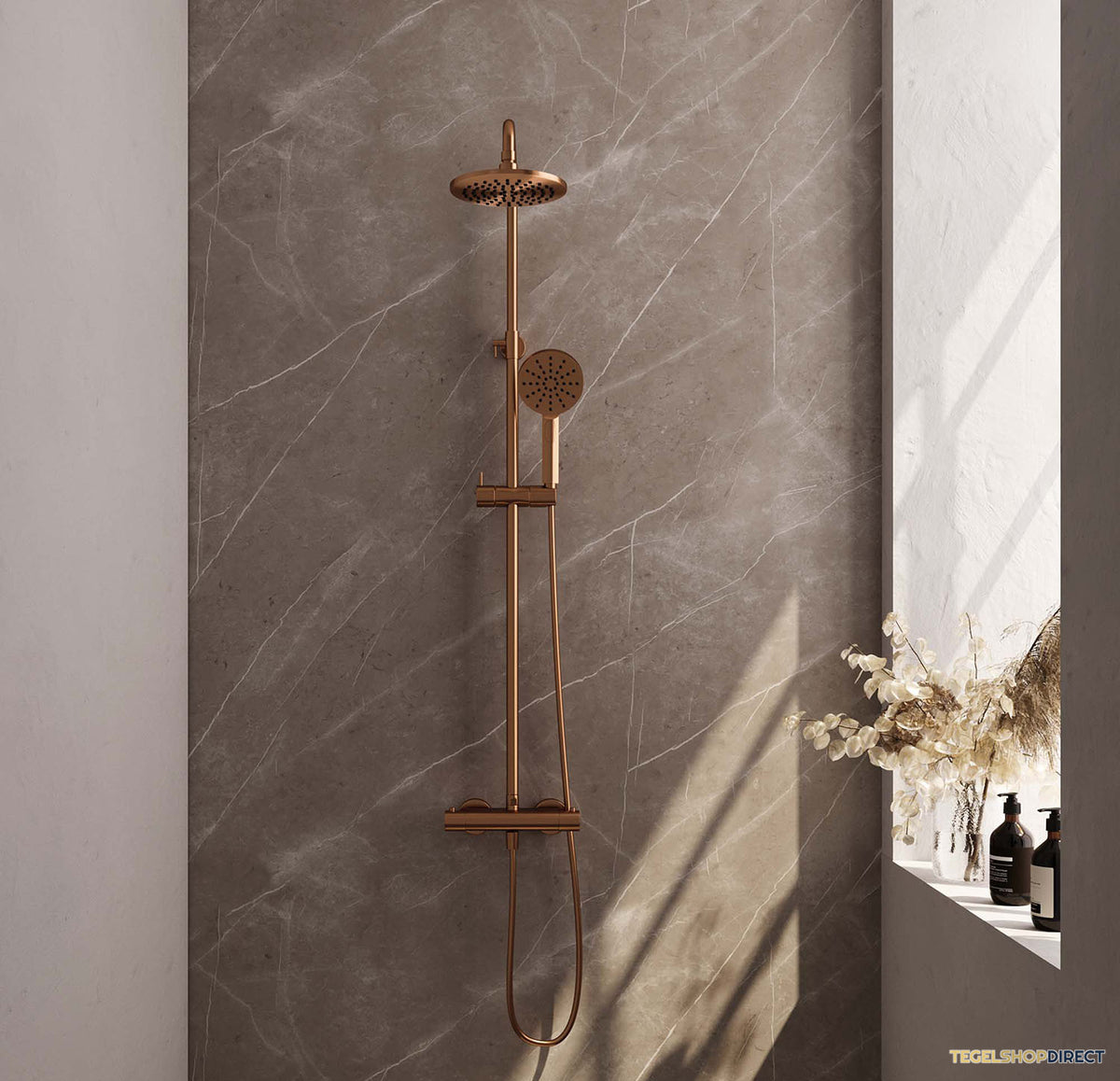 Regendouche Brauer Copper Showerpipe met Thermostaat 30cm Koper – afbeelding 2
