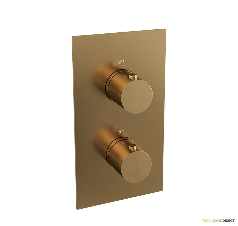 Regendoucheset Inbouw Brauer Gold Edition Thermostatisch 20cm met 3-Weg Omstelling, Gebogen Wandarm, Glijstang en Staaf Handdouche Geborsteld Goud – afbeelding 5