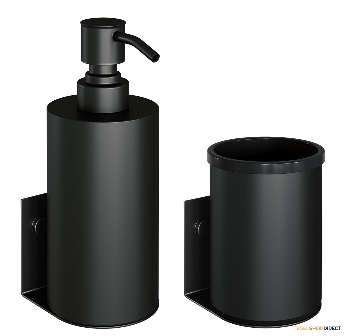 Zeepdispenser en Beker BRAUER Model A Incl. Wand Ophanging en Magnetisch opzetvlak Mat Zwart