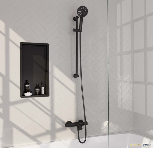 Opbouwset Bad- en Douchekraan Brauer Black Edition Thermostatisch Met Glijstang En Handdouche 3 Standen Mat Zwart