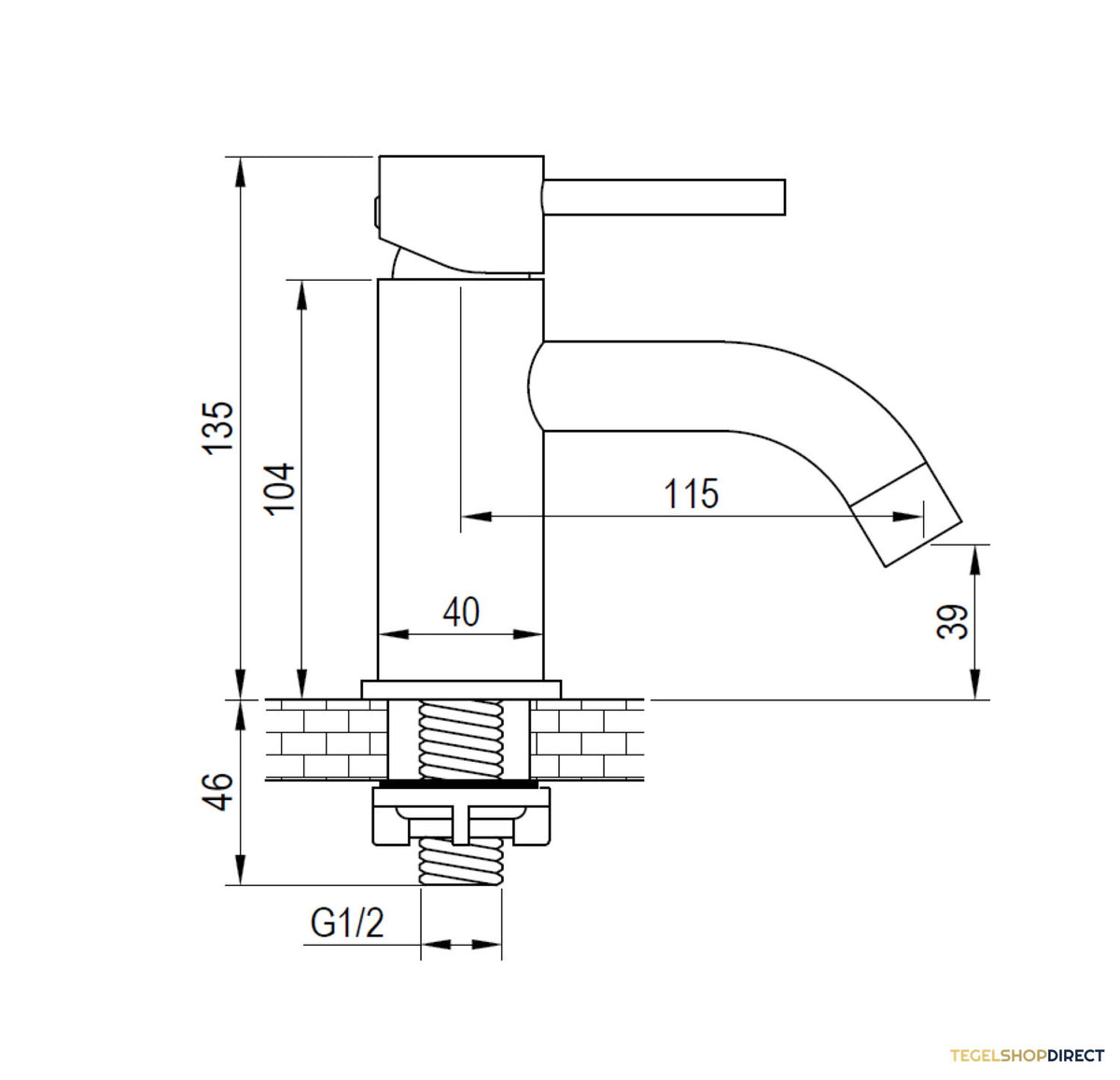 Fonteinkraan Brauer PVD-Coating Geborsteld RVS – afbeelding 2