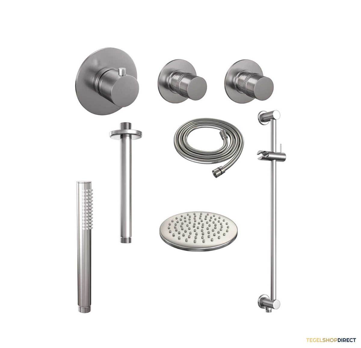 Thermostatisch Inbouwdoucheset Brauer Brushed 20cm Hoofddouche Plafondarm Staafhanddouche op Glijstang Geborsteld RVS – afbeelding 2