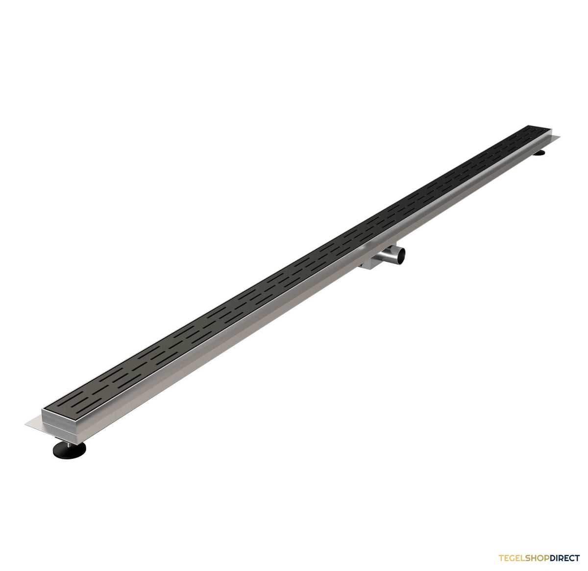 Douchegoot Brauer StanDrain 180x7 cm Zwart Vloerflens Inclusief Kunststof Sifon Verstelbare Poten – afbeelding 3