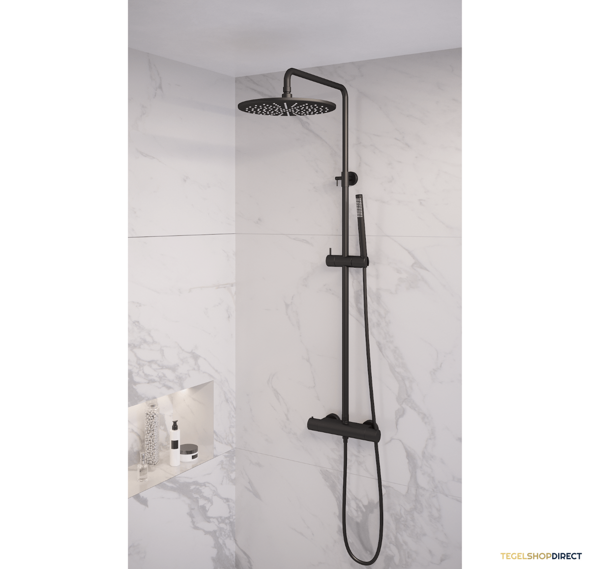 Regendouche Brauer Black Showerpipe met Thermostaat 30cm Mat Zwart – afbeelding 2