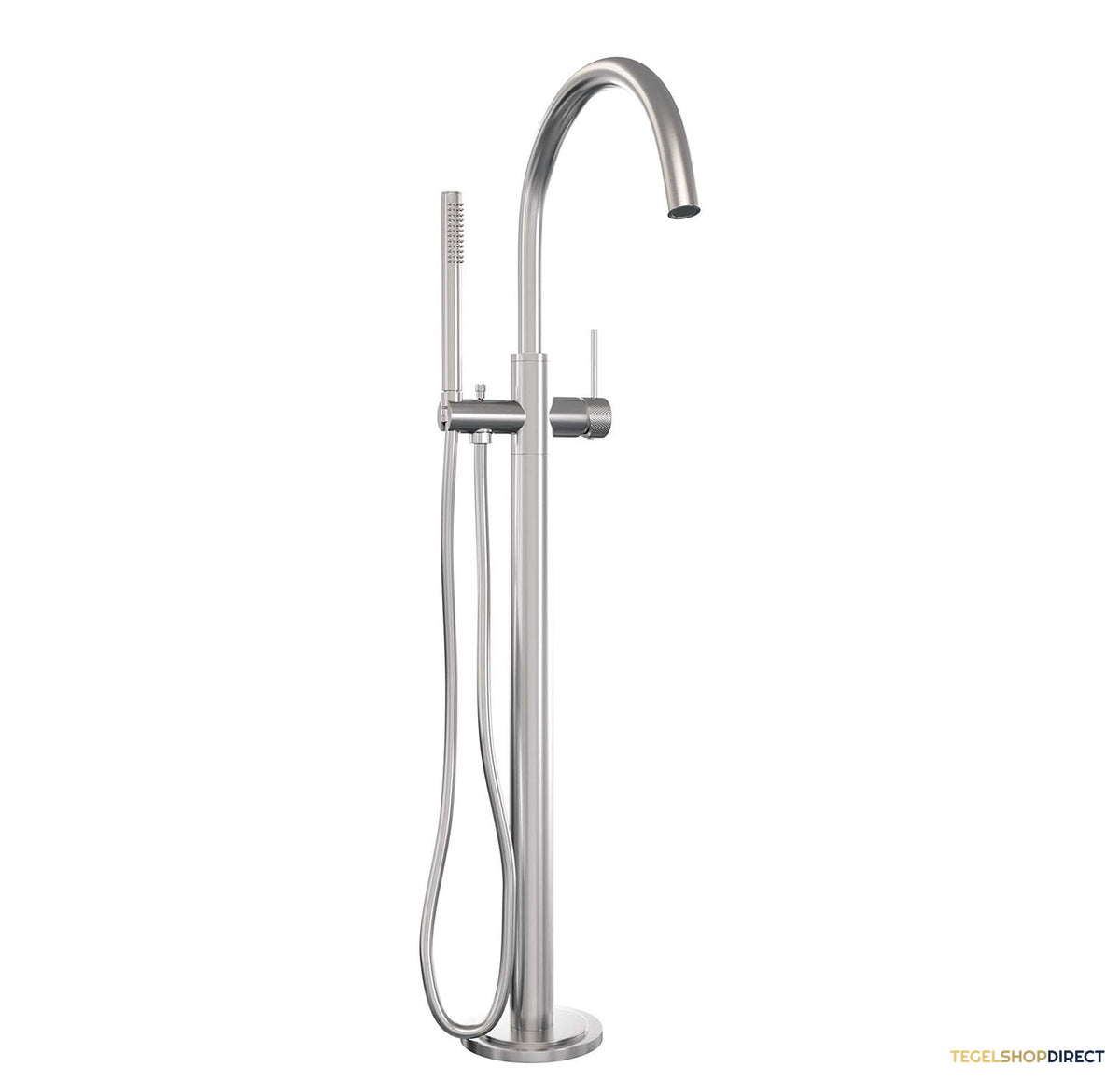 Badkraan Vrijstaand Brauer Brushed Carving met Staaf Handdouche Geborsteld RVS
