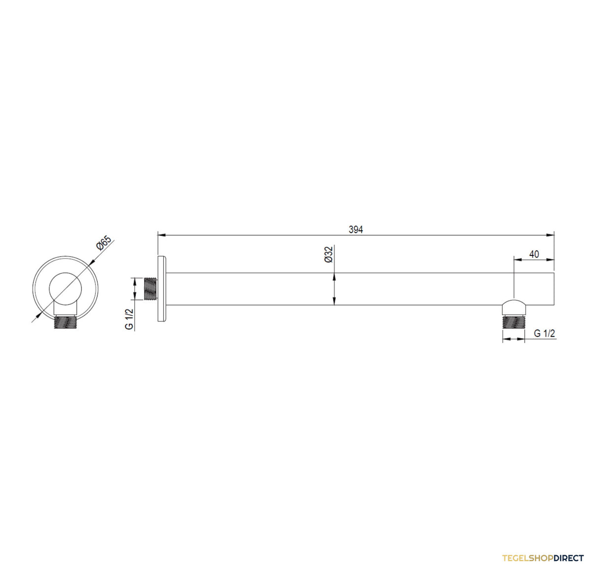 Wandarm Brauer Chrome Edition Recht 40 cm Chroom – afbeelding 2