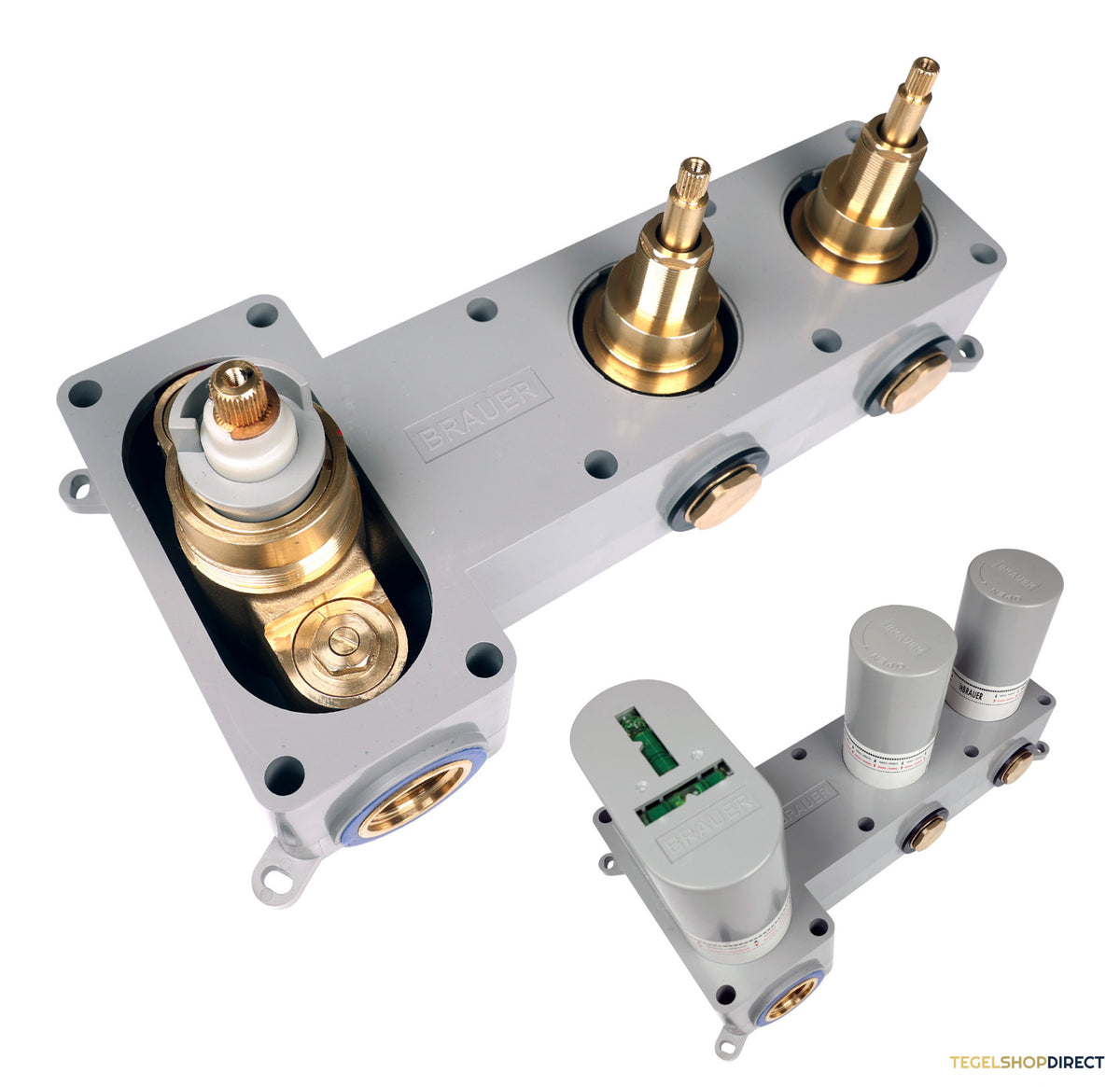 Brauer Stripe thermostatische inbouw regendouche SET 09 met 25 cm douchekop en plafondarm en staaf handdouche en doucheslang en geintegreerde glijstang mat zwart – afbeelding 4