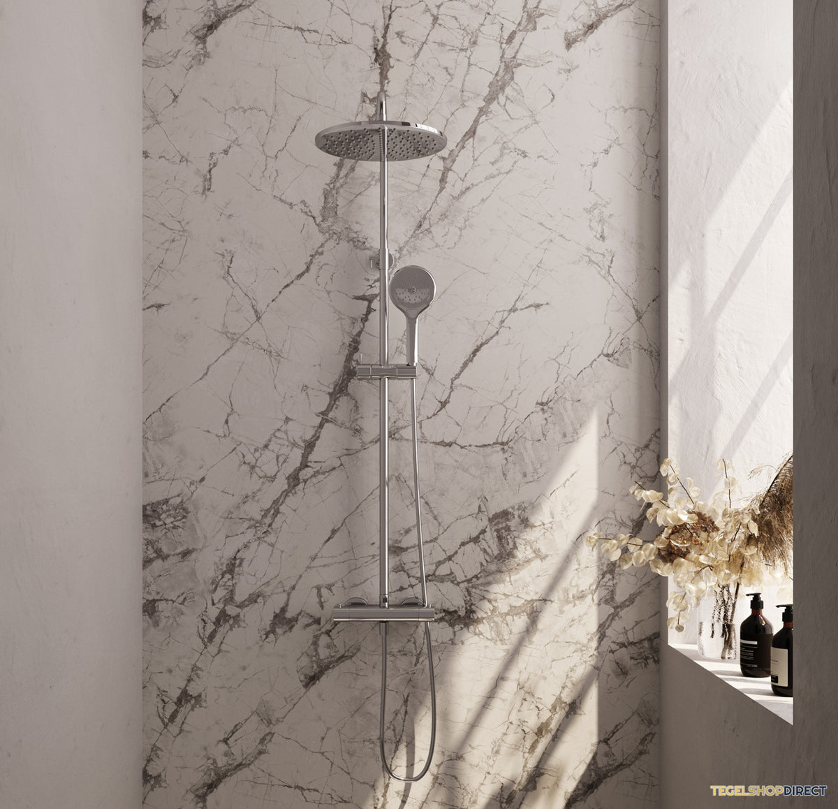 Regendouche Brauer Chrome Showerpipe Met Thermostaat 30cm 3 Standen Messing Chroom – afbeelding 6