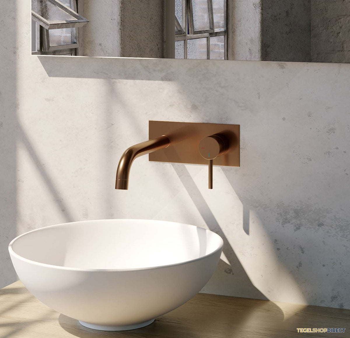 Inbouw Wastafelmengkraan Brauer Copper Edition Coldstart Gebogen Uitloop Ronde Hendel Rechts Geborsteld Koper PVD Met Afdekplaat – afbeelding 2