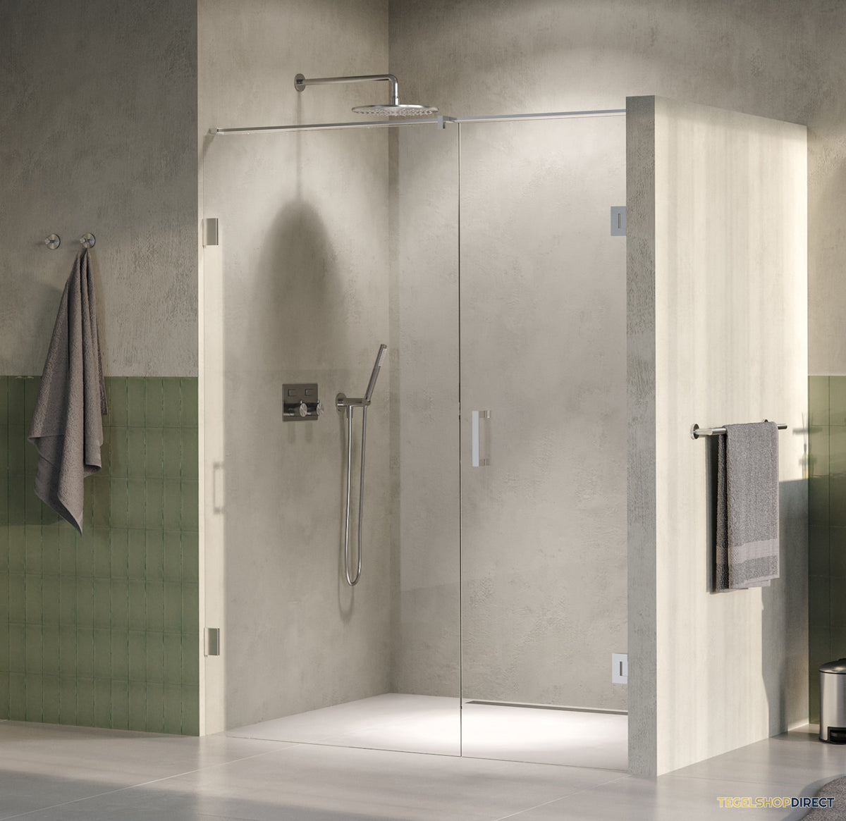 BRAUER Void nisdeur 2-delig helder glas 150x200 omkeerbaar met draaideur 70 aan muur incl. glascoating PVD RVS-kleurig