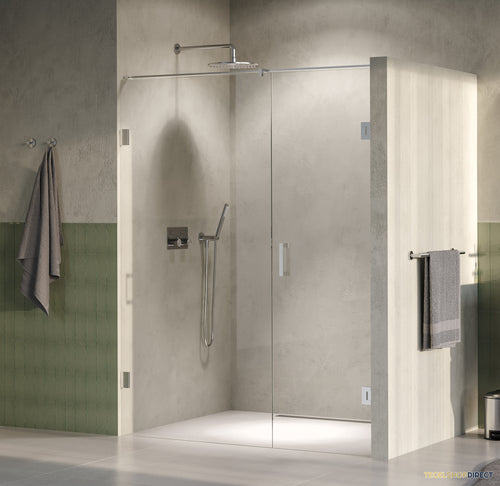 BRAUER Void nisdeur 2-delig helder glas 150x200 omkeerbaar met draaideur 70 aan muur incl. glascoating PVD RVS-kleurig
