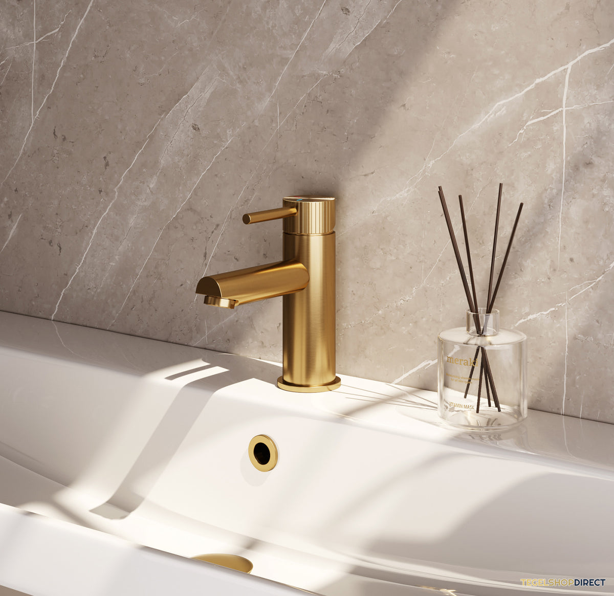 Brauer Stripe lage opbouw wastafelmengkraan model A goud geborsteld PVD – afbeelding 2
