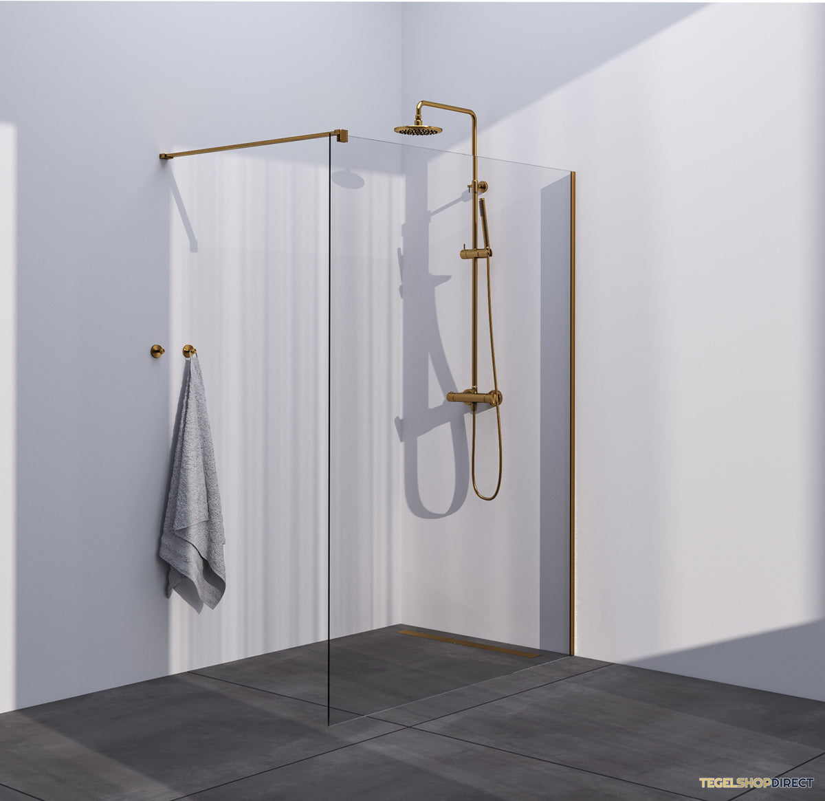 BRAUER Season inloopdouche model C helder glas 140x200 incl. glascoating goud geborsteld – afbeelding 2