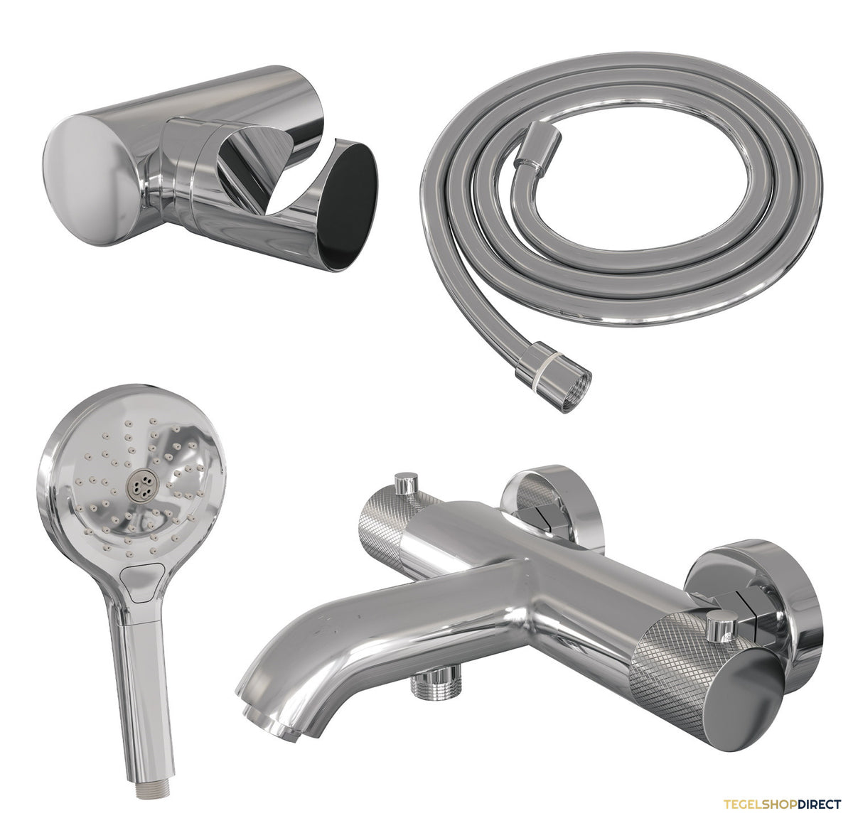 Opbouwset Bad- en Douchekraan Brauer Chrome Carving Thermostatisch Met Wandhouder En Handdouche 3 Standen Chroom – afbeelding 6