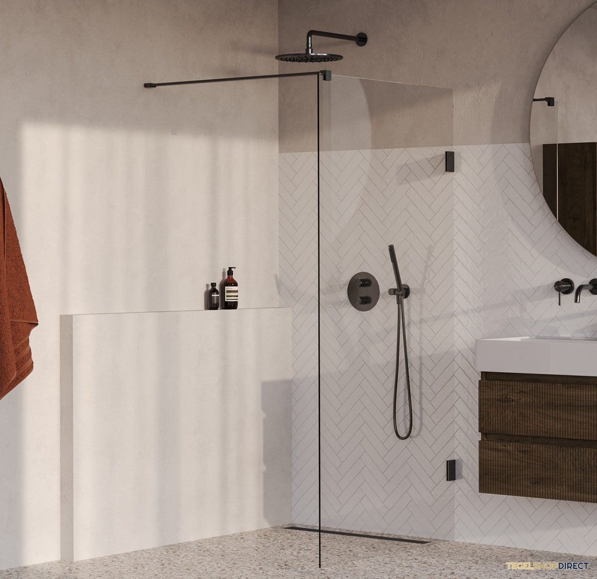 BRAUER Void inloopdouche helder glas 90x200 incl. glascoating PVD gunmetal geborsteld