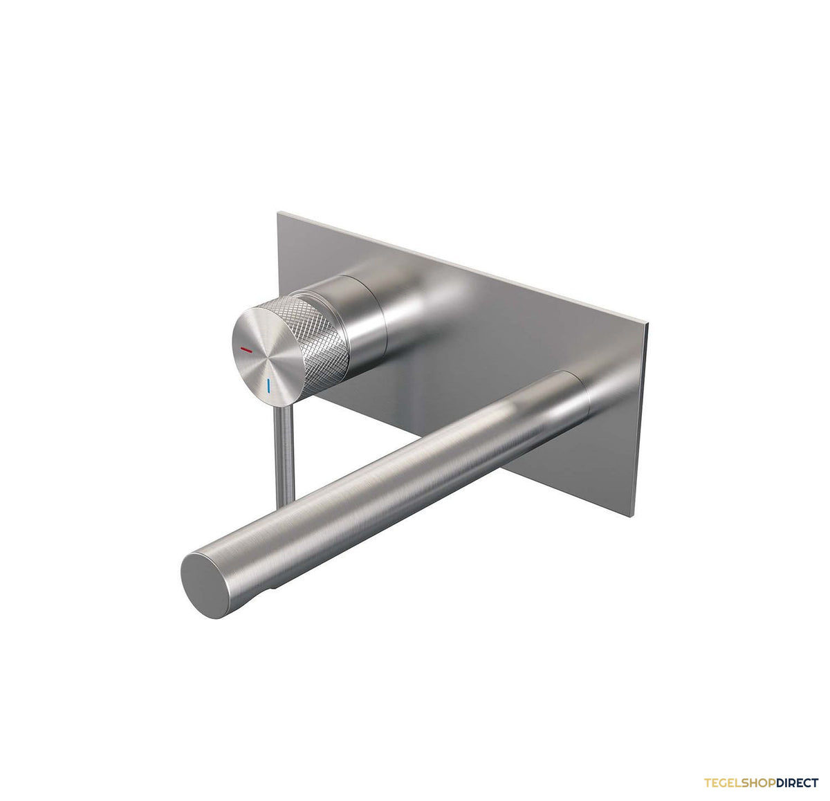 Inbouw Wastafelmengkraan Brauer Brushed Carving Coldstart Rechte Uitloop Ronde Hendel Links Geborsteld RVS PVD Met Afdekplaat