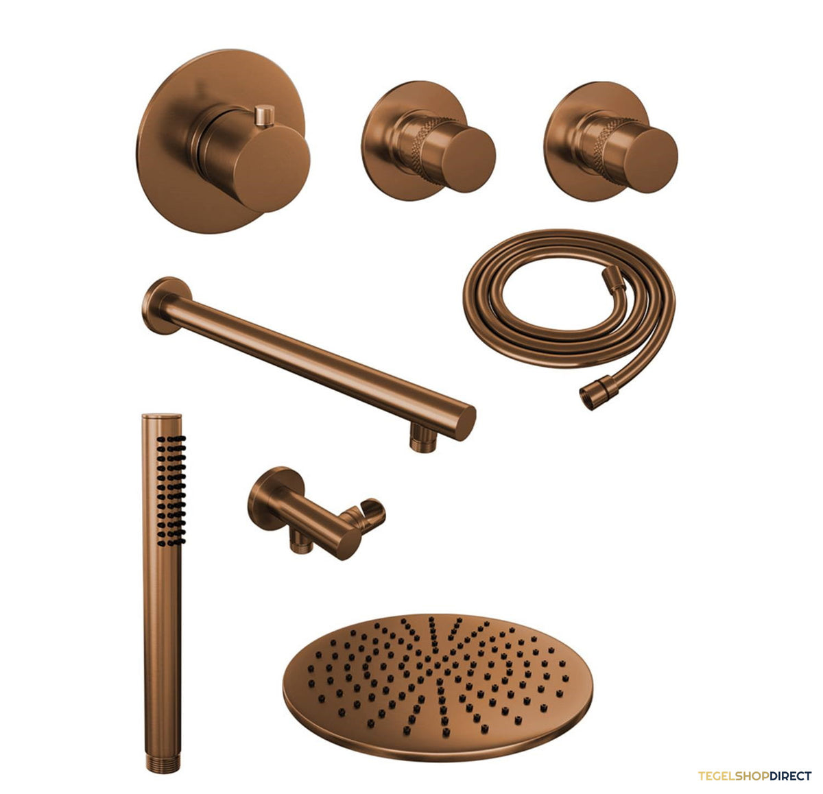 Thermostatisch Inbouwdoucheset Brauer Copper 30cm Hoofddouche Wandarm Staafhanddouche Koper – afbeelding 2