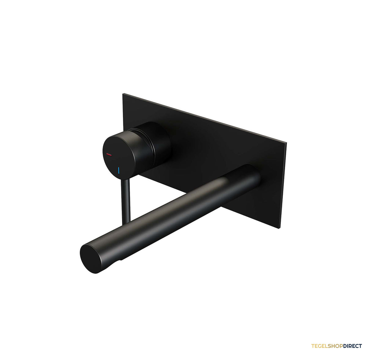 Inbouw Wastafelmengkraan Brauer Black Edition Coldstart Rechte Uitloop Ronde Hendel Links Mat Zwart Met Afdekplaat