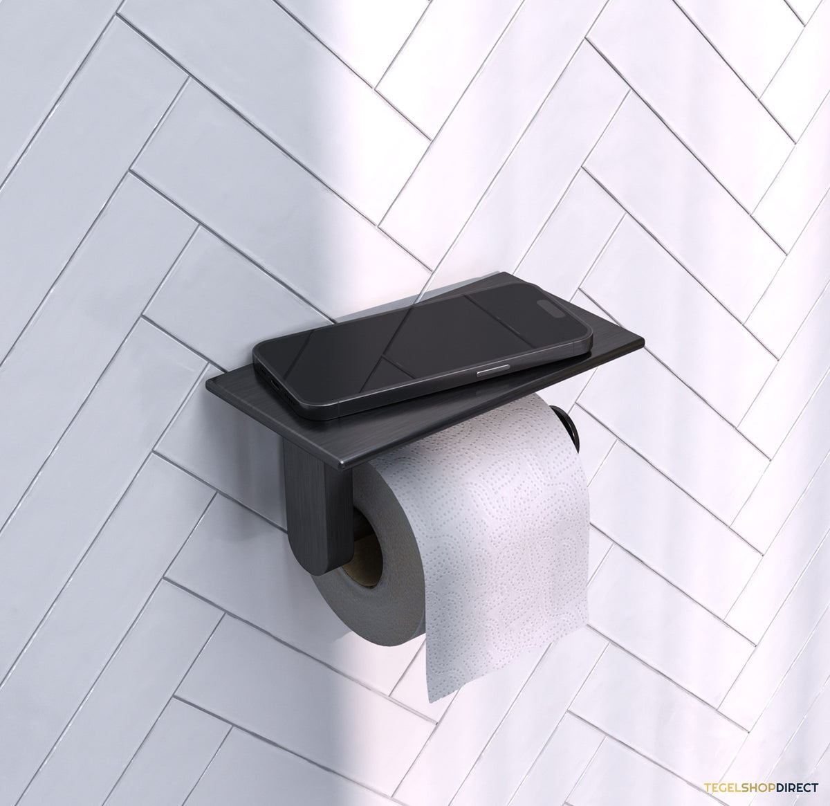 Toiletrolhouder Brauer Gunmetal Edition Met Planchet Gunmetal Geborsteld PVD – afbeelding 2