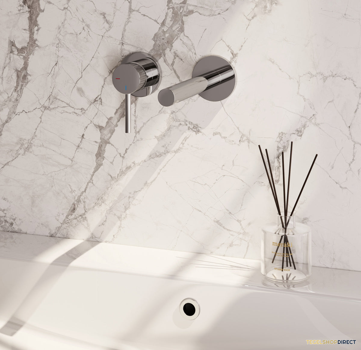 Brauer Stripe inbouw wastafelmengkraan met rechte uitloop en rozetten model A2 chroom – afbeelding 2