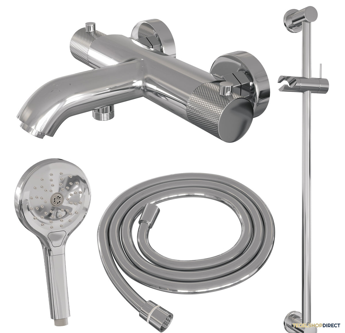 Opbouwset Bad- en Douchekraan Brauer Chrome Carving Thermostatisch Met Glijstang En Handdouche 3 Standen Chroom – afbeelding 3