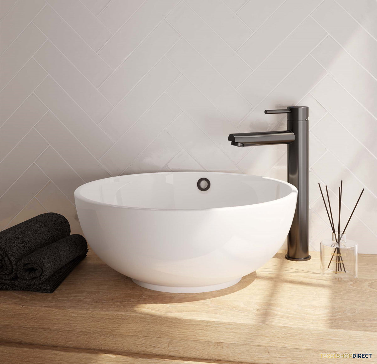 Wastafelmengkraan Brauer Gunmetal Edition Coldstart Opbouw Hoog Ronde Hendel Geborsteld Gunmetal PVD – afbeelding 2