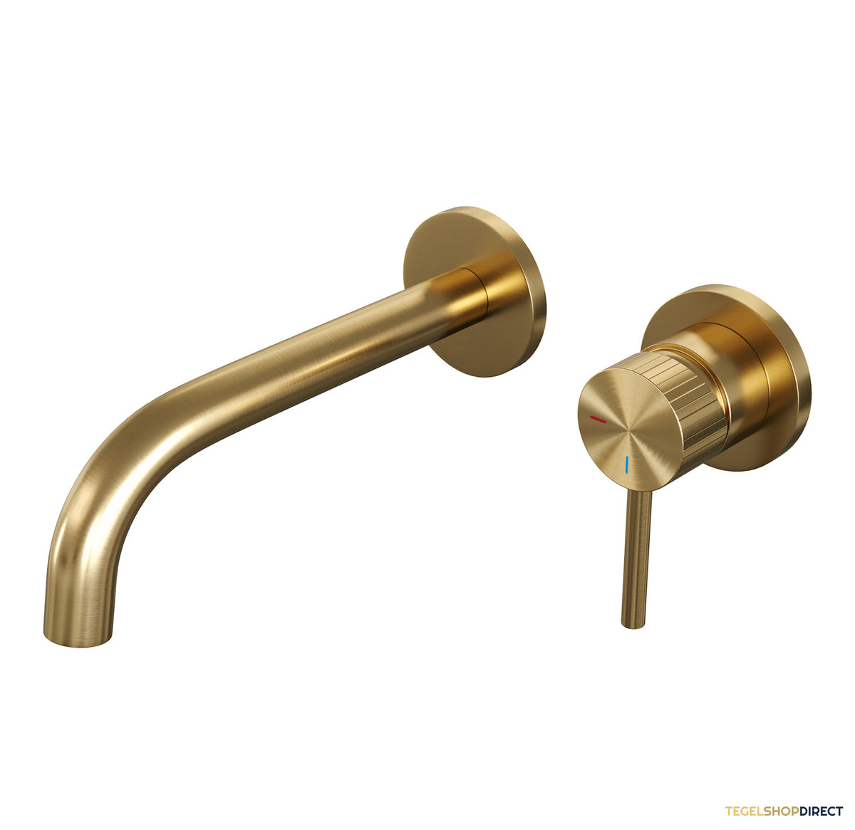 Brauer Stripe inbouw wastafelmengkraan met gebogen uitloop en rozetten model A1 goud geborsteld PVD