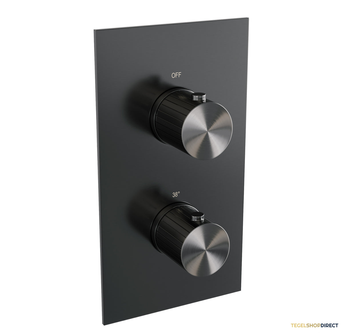 Brauer Stripe thermostatische inbouw regendouche 3-weg rechthoekig SET 24 met 25 cm douchekop en plafondarm en 3-standen handdouche en doucheslang en geintegreerde glijstang gunmetal geborsteld PVD – afbeelding 4