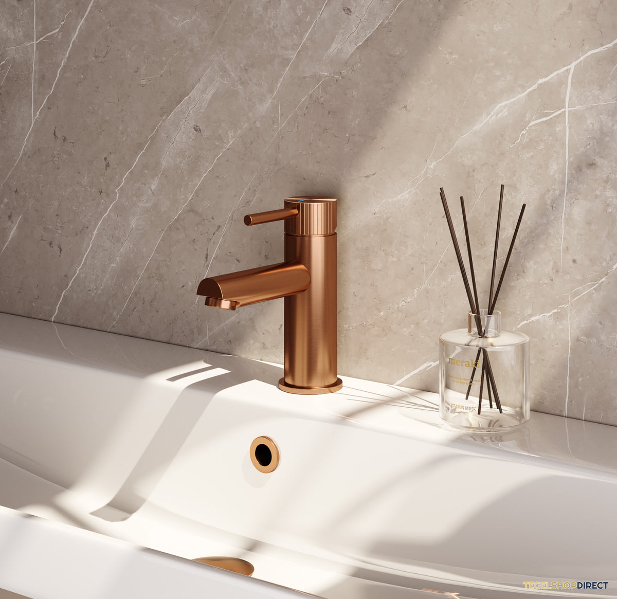 Brauer Stripe lage opbouw wastafelmengkraan model A koper geborsteld PVD – afbeelding 2