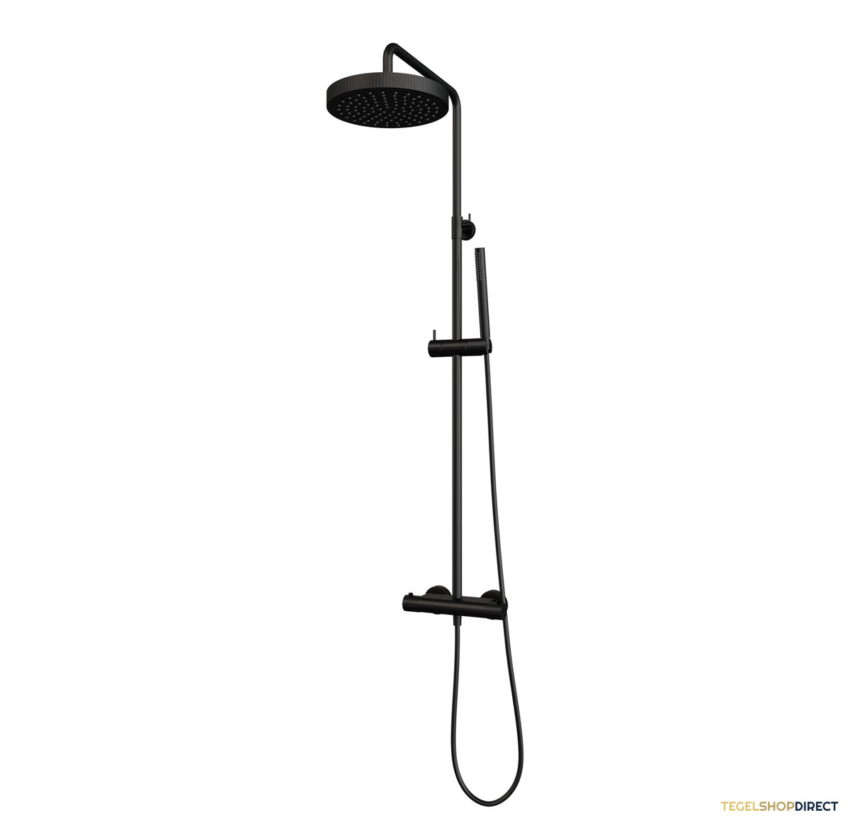 Brauer Stripe opbouw thermostatische regendouche SET 01 met 25 cm hoofddouche en staaf handdouche en doucheslang mat zwart – afbeelding 3