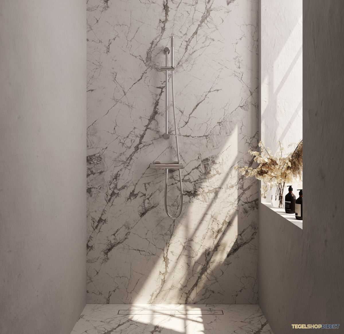 Brauer Stripe opbouw douche thermostaatkraan SET 01 met glijstang en staaf handdouche en doucheslang chroom – afbeelding 2