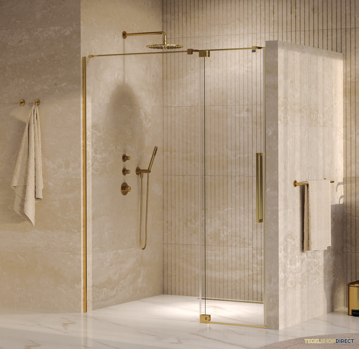 BRAUER Stellar nisdeur 2-delig draaiend helder glas 140x200 omkeerbaar incl. glascoating PVD goud geborsteld