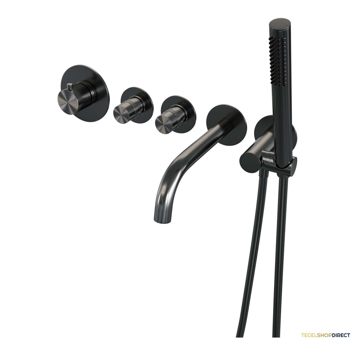 Inbouwthermostaatset Brauer Gunmetal Edition Incl Baduitloop en Staafhanddouche Messing Gunmetal – afbeelding 2