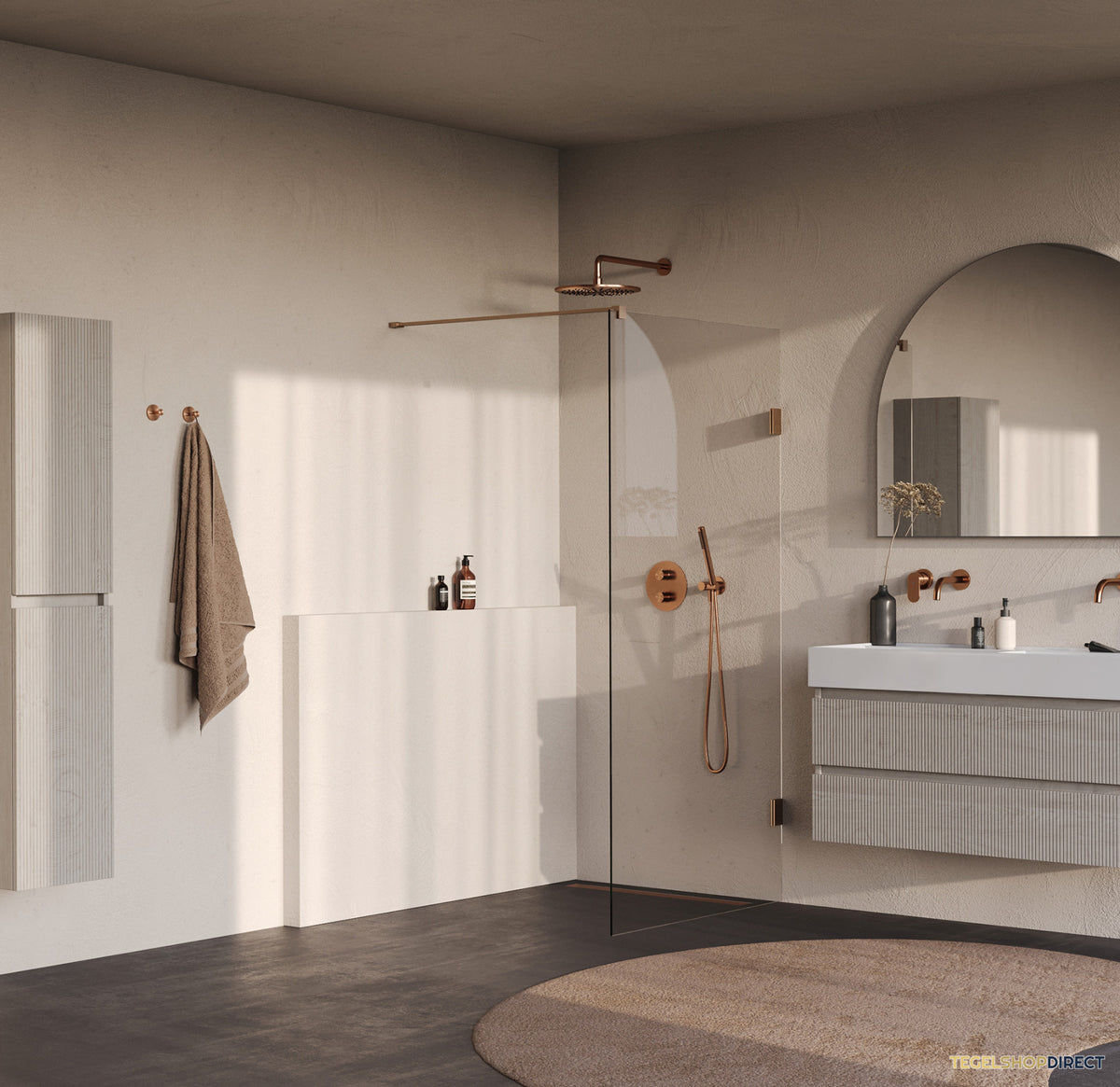 BRAUER Void inloopdouche helder glas 100x200 incl. glascoating PVD koper geborsteld – afbeelding 2