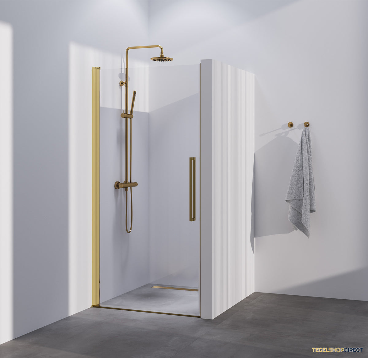BRAUER Season nisdeur model A met draaideur helder glas 60x200 omkeerbaar incl. glascoating Season-Goud – afbeelding 2