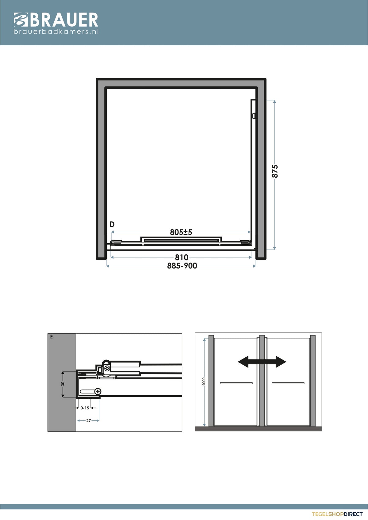 BRAUER Luminis Nisdeur Naar Binnen Draaiend 90x200 Omkeerbaar Helder Glas Incl. Glascoating PVD RVS-Kleurig Geborsteld – afbeelding 6