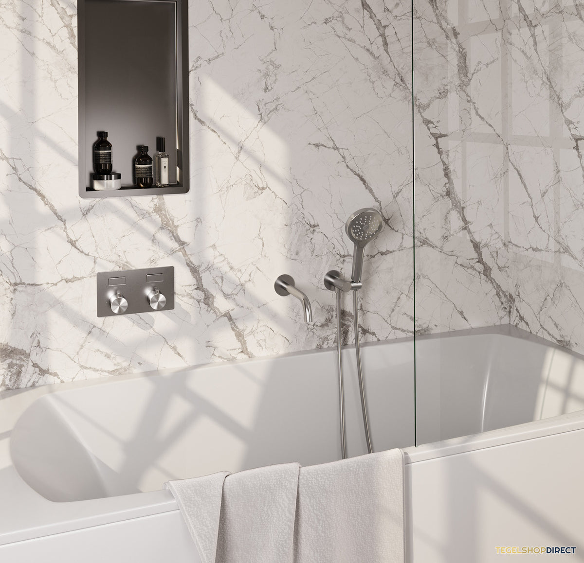Inbouwthermostaat set Brauer Brushed Edition Met Drukknoppen Incl Baduitloop RVS (Keuze Handdouche) – afbeelding 2
