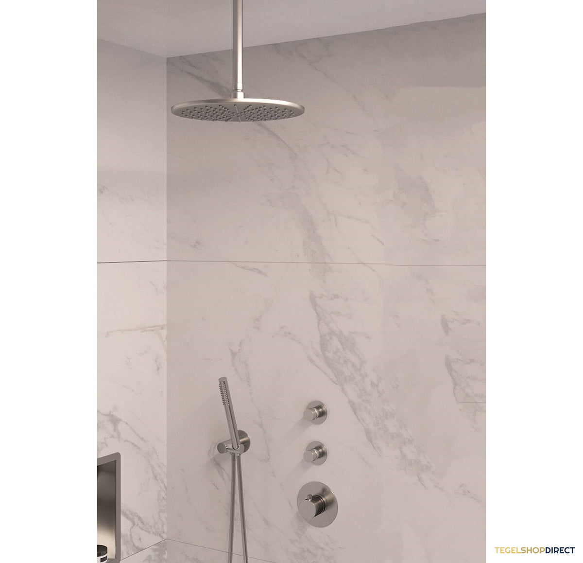 Thermostatisch Inbouwdoucheset Brauer Brushed 30cm Hoofddouche Plafondarm Staafhanddouche Geborsteld RVS – afbeelding 3