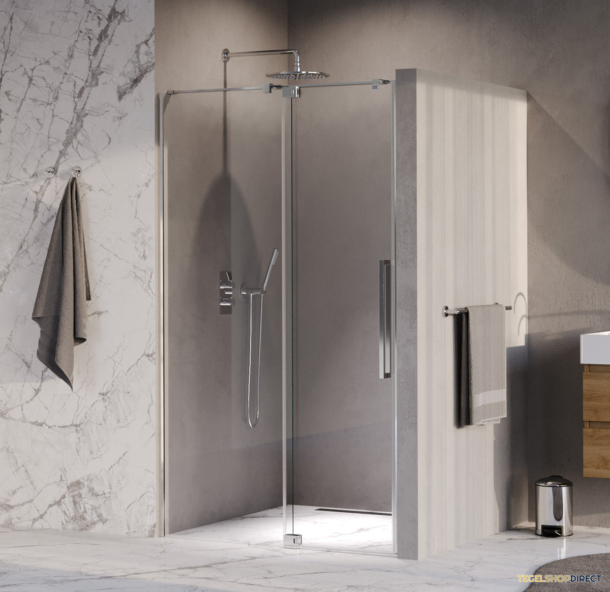 BRAUER Stellar nisdeur 2-delig draaiend helder glas 100x200 omkeerbaar incl. glascoating chroom