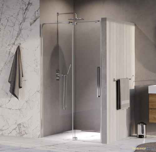 BRAUER Stellar nisdeur 2-delig draaiend helder glas 100x200 omkeerbaar incl. glascoating chroom